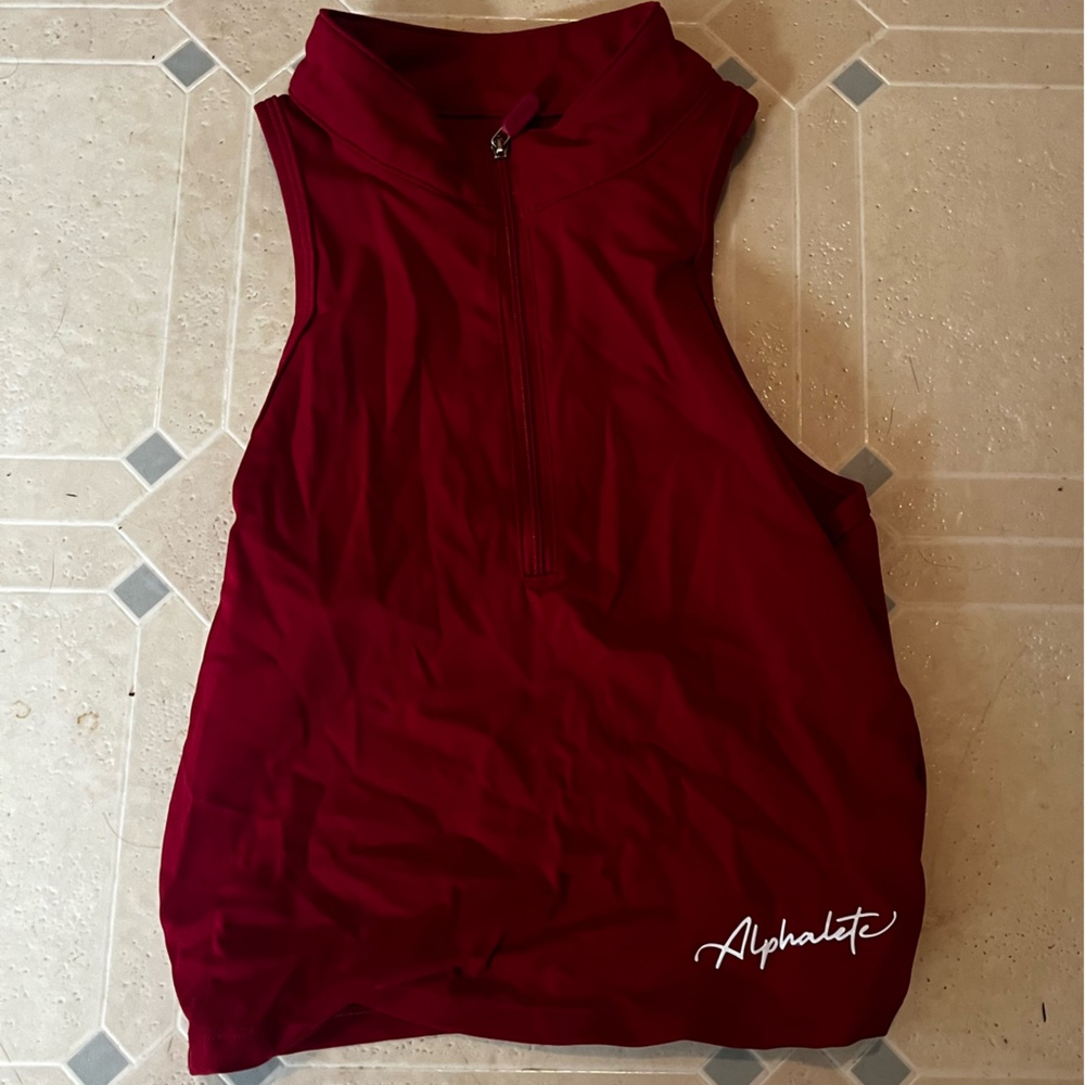 Alphalete red pulse zip tank